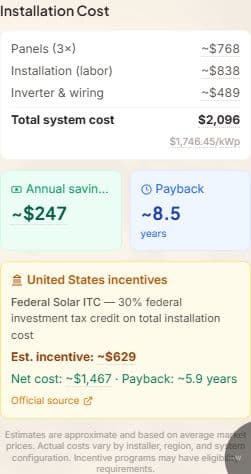 Cost & Payback Calculator
