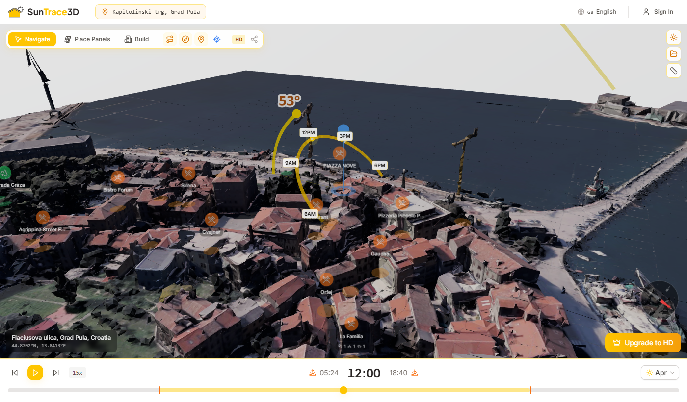 3D viewer showing orbit and zoom controls